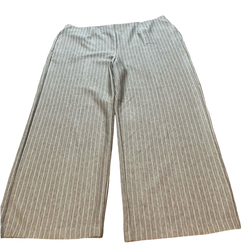 Lane Bryant Wide Leg Striped Pants Women's Plus‎ Size 28 long Gray White Casual